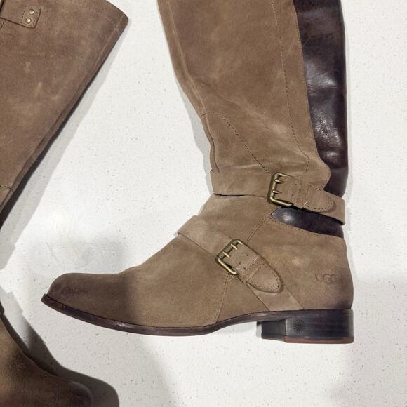 UGG Australia Cydnee Tall Riding Boots Womens 8.5 US Brown Suede Leather - Picture 5 of 10